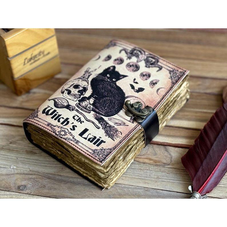 Ledertagebuch Zauberer Katzenbuch Blanko Magik Notizbuch Buch der Schatten Wicca Pagan Grimoire Buch für Reisen Skizzieren bestes Geschenk
