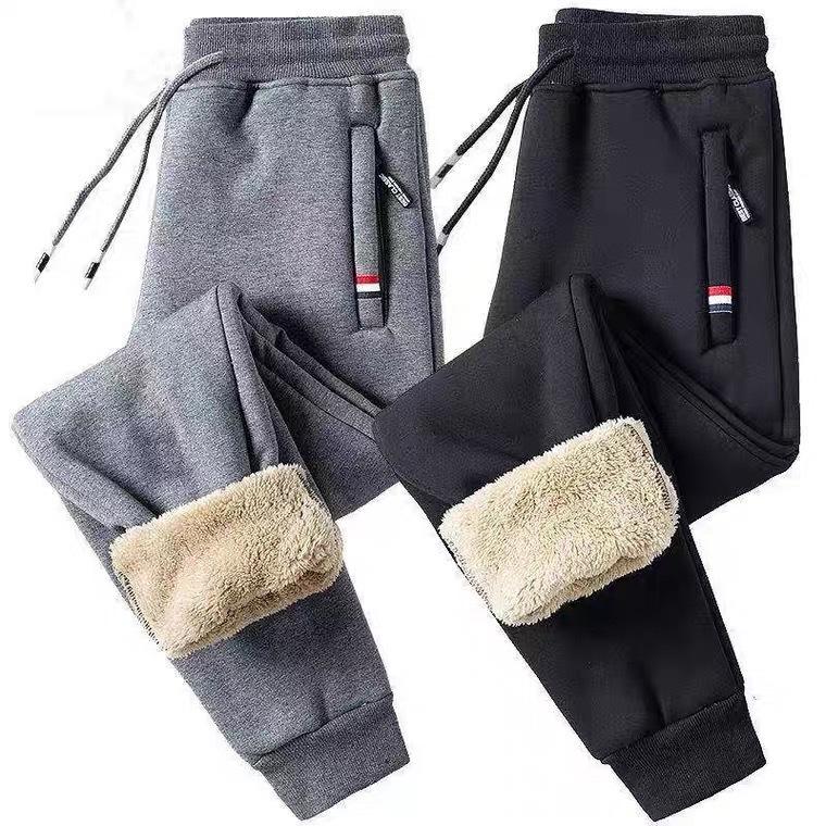 Pantaloni da jogging da uomo in pile pesante foderato in lana d'agnello: Caldo, Vestibilità Larga, Spesso, Taglie Forti, Autunno/Inverno, Sportivo & Casual.