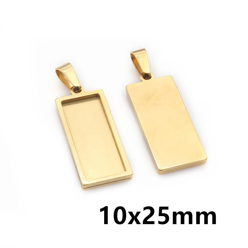 5pcs Stainless Steel 10x25mm 10x50mm Inner Size Rectangle Square Pendant Cabochon Blank Base Setting Tray for DIY Jewelry Making