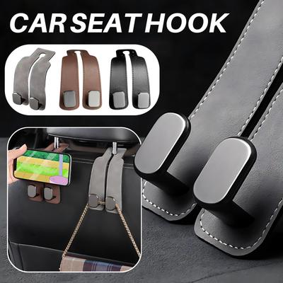 Headrest Hooks For Car,2026 New Two Hook Furs Leather Seat Back Headrest Hanger,Auto Hooks Organizer For Handbag Purse Coat Bags