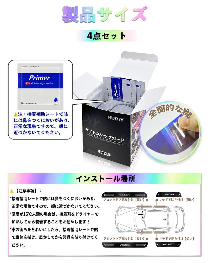 HUDIY Side Step Plates for the New Vezel 2021 and Interior Latest Mirrored Black Front and Rear Easy Japanese Instruction Manual Set of 4 Guards/Scuff