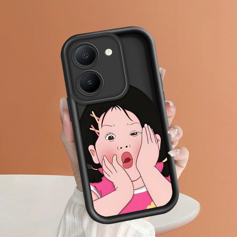 Scări pătrate din silicon moale, model de desene animate, acoperire completă, protecție pentru cameră, husă rezistentă la șocuri pentru iPhone Infinix Tecno Vivo