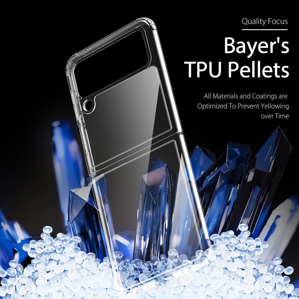 Anti -Yellow Transparent Tpu +Pc Full Protetive Phone Case For Samsung Galaxy Z Flip 4 3 5g With Metal Chain Shockproof Cover