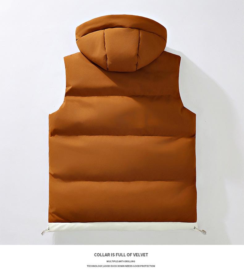 Men's Korean Style Hooded Thickened Cotton Vest for Autumn/Winter - Trendy, Warm Youth Outerwear.