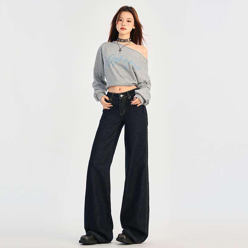 American Retro Low-Rise Flare Pants: Stylish Autumn/Winter Slimming Denim Jeans for Women.