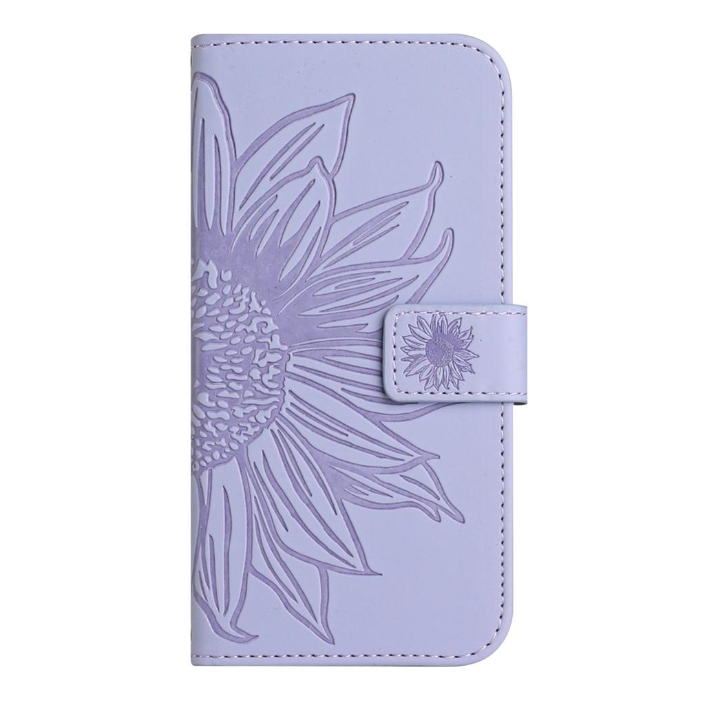 For TCL 60 NxtPaper 4G Case Sunflower Imprint Leather Wallet Phone Cover with Wrist Strap