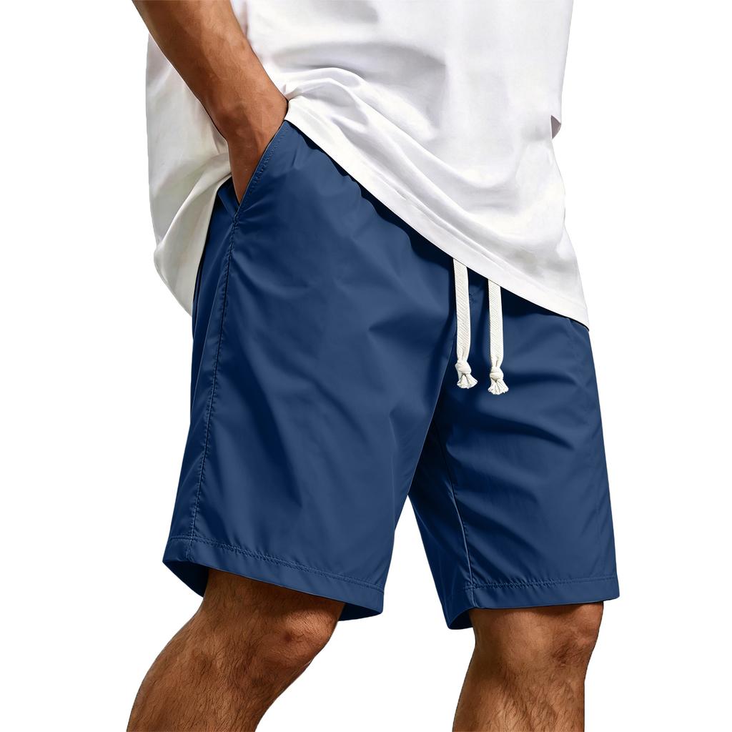 Men's Casual Quick Dry Drawstring Shorts Lightweight Breathable Five-Point Beach Pants Suitable for Outdoor Activities and Daily Wear