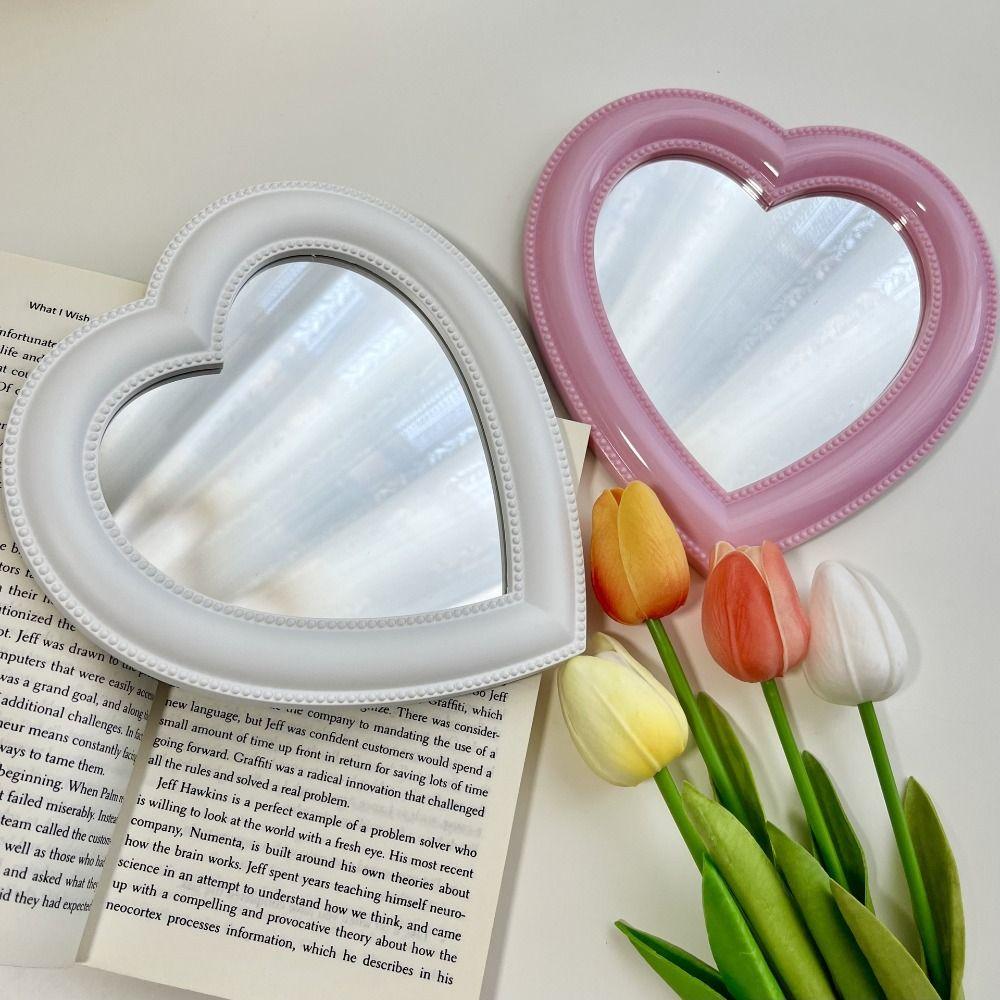 High Definition Vanity Mirror Elegant Makeup Mirror Fashion Love Shaped