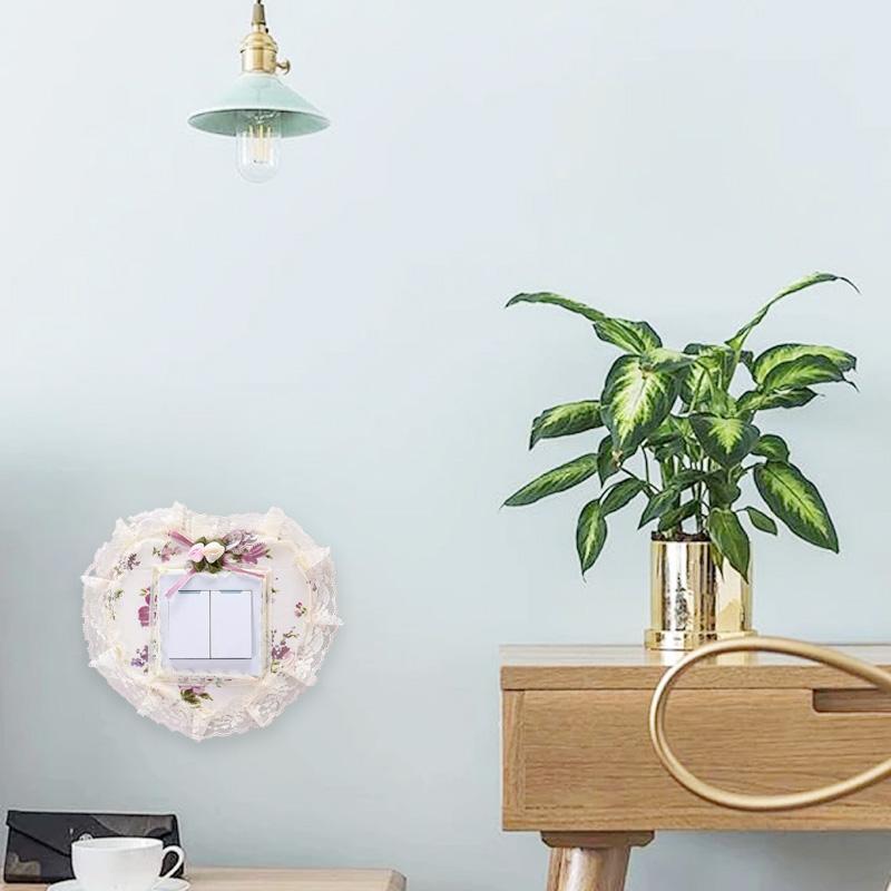 3 Teile/paket Spitze Wohnzimmer Wand Schutz Abdeckung Schlafzimmer Licht Schalter Abdeckungen Haushalt Polyester Faser Paste Tuch Dekor