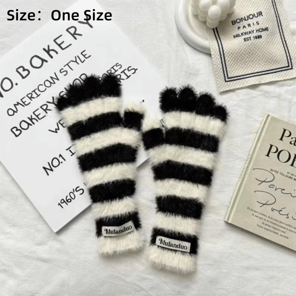 Cold Protection Striped Gloves Windproof Touchscreen Gloves Casual Warm Mittens  Winter