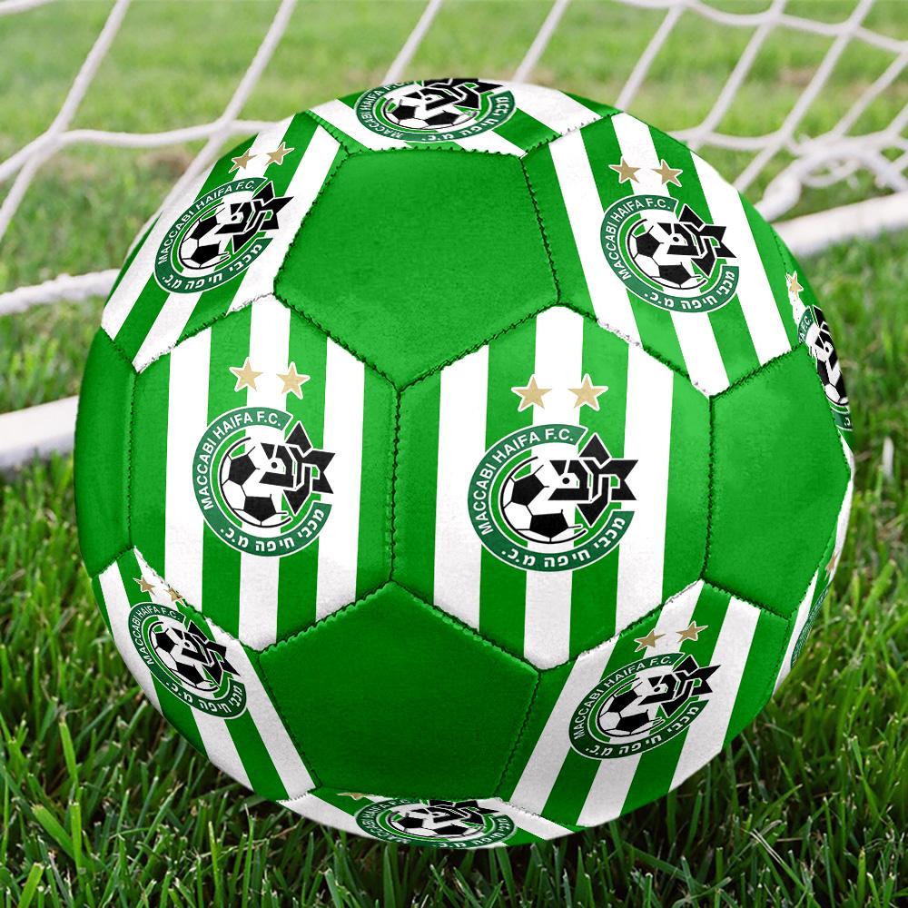 Maccabi-Haifa Indoor Soccer Ball Colorful All Ages Size 5 Machine Stitched PVC Competition Ready Durable High-Bounce