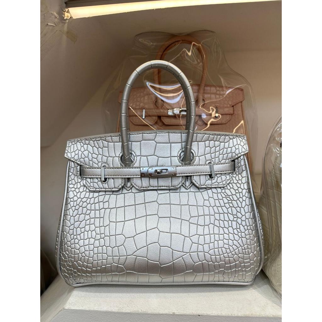 Geantă platinum cu model crocodil transfrontalier 20/25/30 cm Modă europeană și americană geantă tote portabilă cu model piatră en-gros