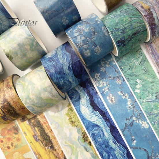 Artistic Washi Tape Tape, Oil Painting Decorative Masking Artist Patterns Adhesive Creative Journaling for DIY Crafts, Junk Journal, Gift Wrapping,