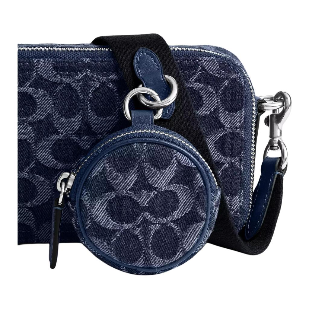 Coach Charter 19 Classic Logo Silver Hardware Denim And Fine Calfskin Shoulder Bag Small Men Shoulder Bag Deep-Blue CAS41-DEB