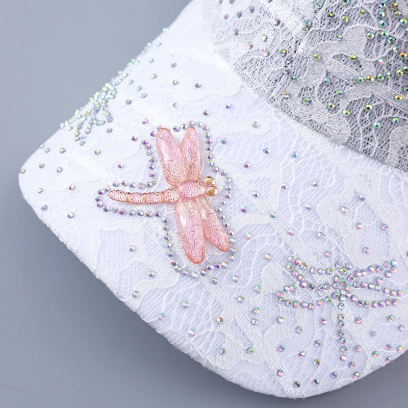 Lace Butterfly Dragonfly Rhinestone Baseball Cap - Spring/Summer Breathable Sun Protection, Curved Brim