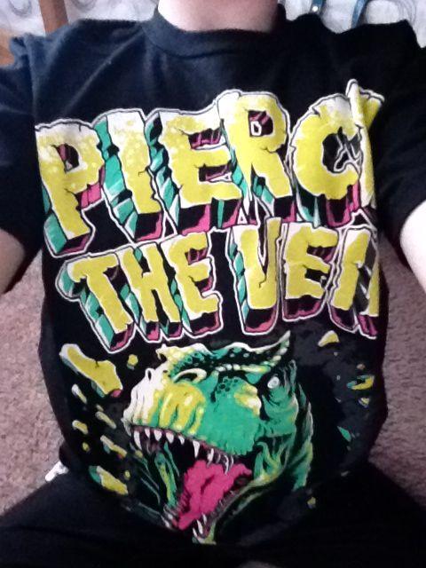 

Pierce The Veil Dinosaur basic black retro style black T shirt reprint Unisex T-Shirt M