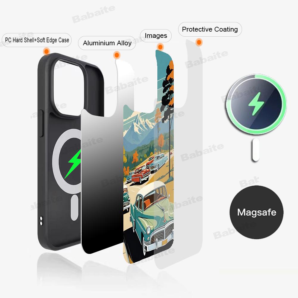 

Classic Vintage Old Retro Car Phone Magnetic Case For IPhone 16 14 13 12 11 15 Pro Max Plus For Magsafe Wireless Charge Cover iPhone 16pro max