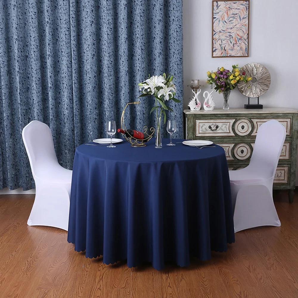 Round Tablecloth Circular Polyester Table Cover Polyester Navy Blue Table Cloth For Hotel Banquet Birthday Party Table Decor
