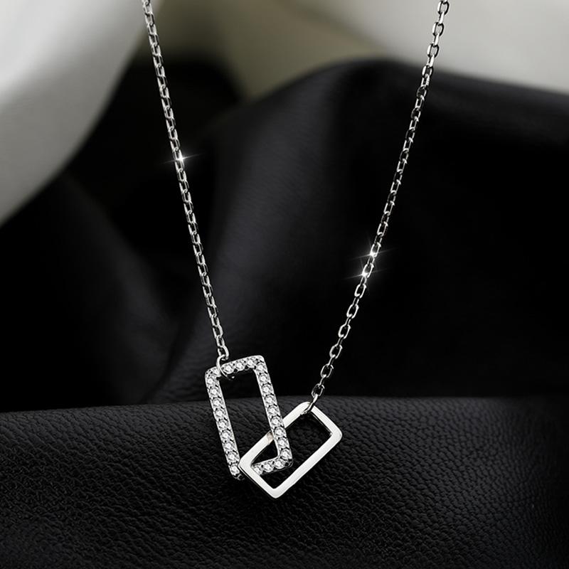 Neuer S925 Silber Runder Choker Zirkon Für Damen Mode Kette Minimalistisch Zierlich Doppelkreis Anhänger Halskette Hals Feinschmuck
