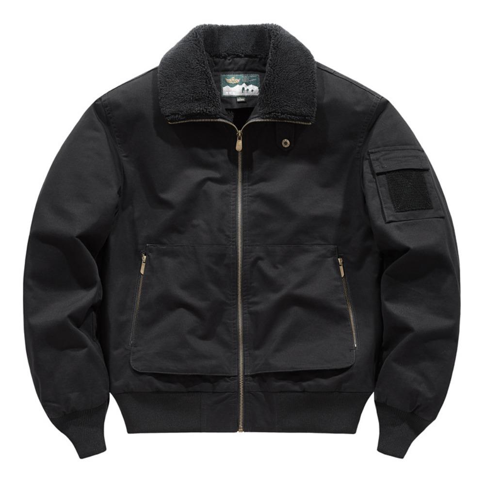 

Мужская зимняя куртка-бомбер, толстая теплая повседневная ветровка, пальто, мужская верхняя одежда S чёрный