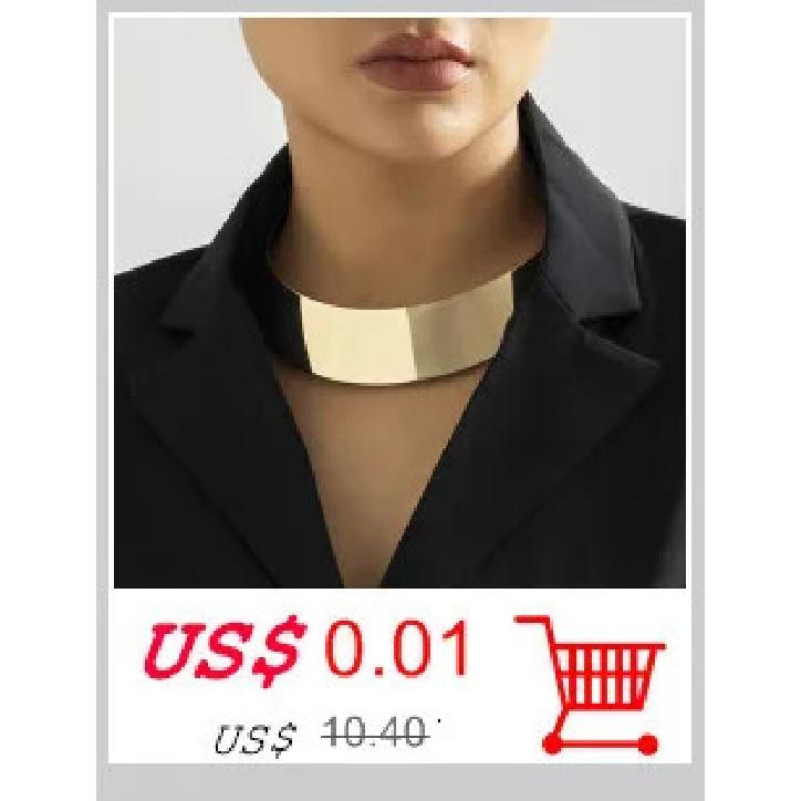 Exaggerated Chunky Metal Wire Torques Choker Necklace Women Collar Punk Gold Color Wide Smooth Chain Jewelry Bijoux Steampunk
