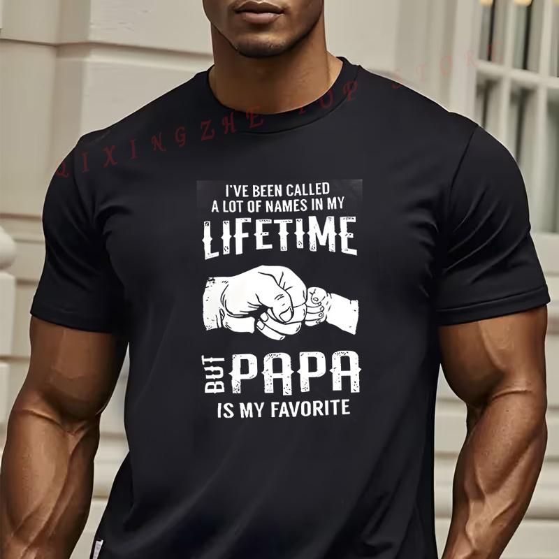 Mens Summer Short Sleeve TShirt With Papa Letter Print Oneck Short Sleeve Casual Top S
