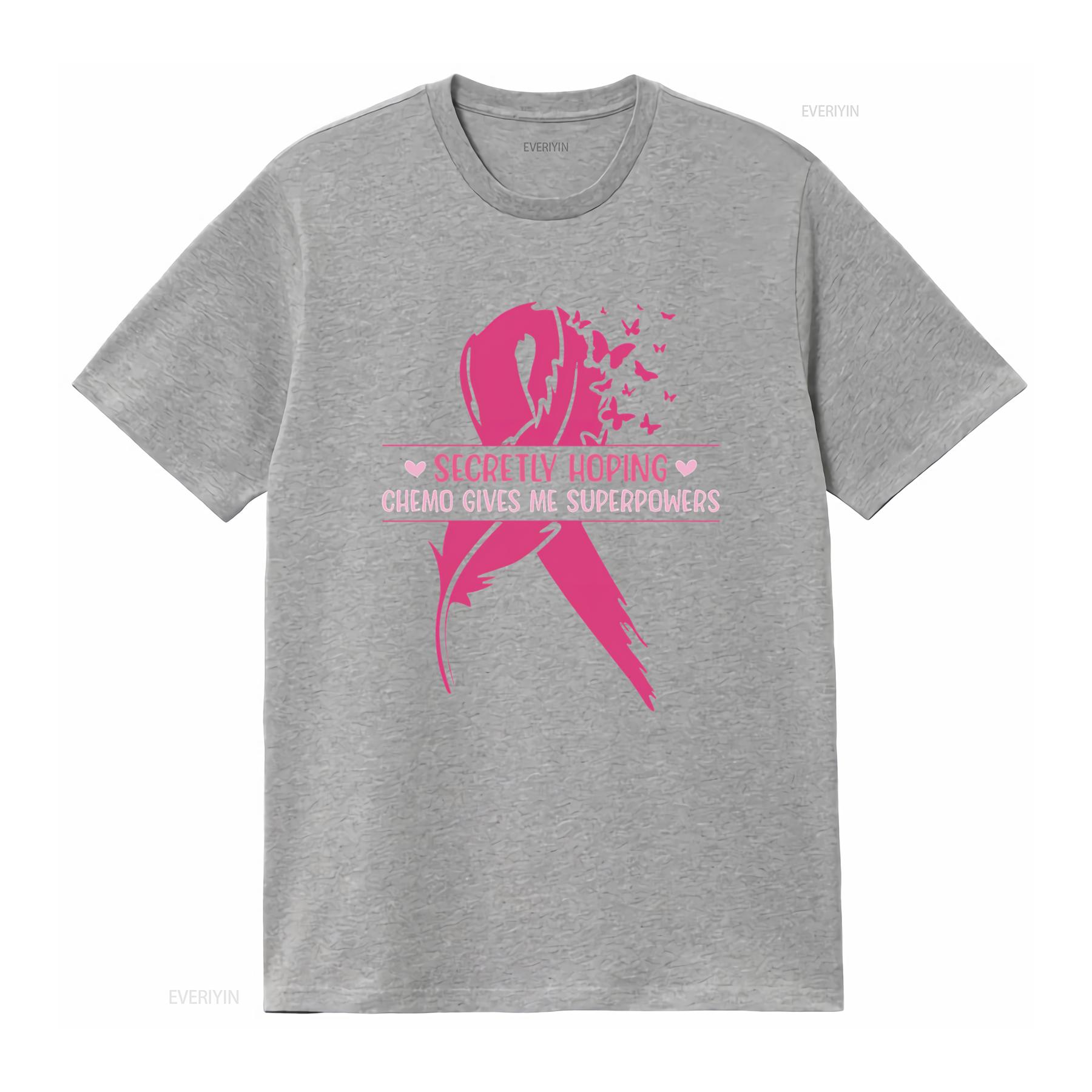 Womens Secretly Hoping Chemo Gives Me Superpowers Breast Cancer  T Shirt Black 2X Large vintage Washed streetwear Stylish S