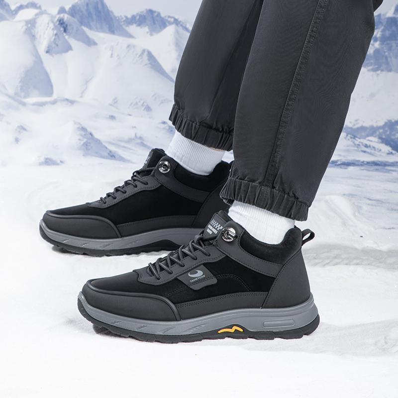 Taheyuan Winter Men's Anti-slip Soft Bottom Middle-aged Dad Casual Shoes with Thick Velvet, Waterproof and Warm Mountaineering Shoes