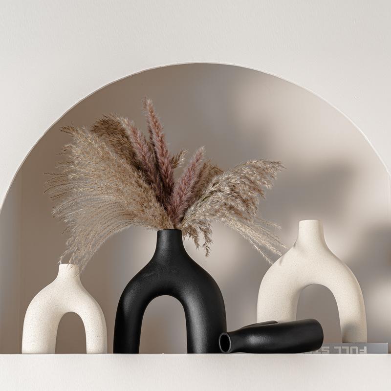 Special-Shaped Plain-Fired Ceramic Vase European-Style Simple Hydroponic Flower Arrangement Ornament Living Room Decoration Handicrafts Minimalist