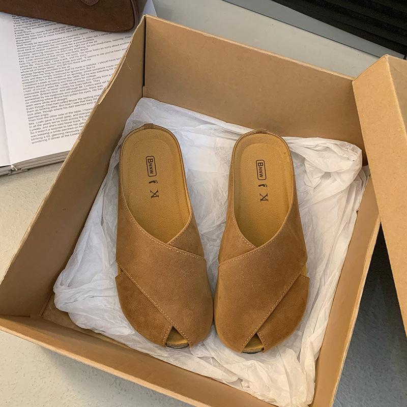 

Тапочки-полуботинки «ленивый рот» женская весенняя верхняя одежда плоские туфли мягкие подошвы 2025 новые туфли muller с одной педалью 35 верблюд