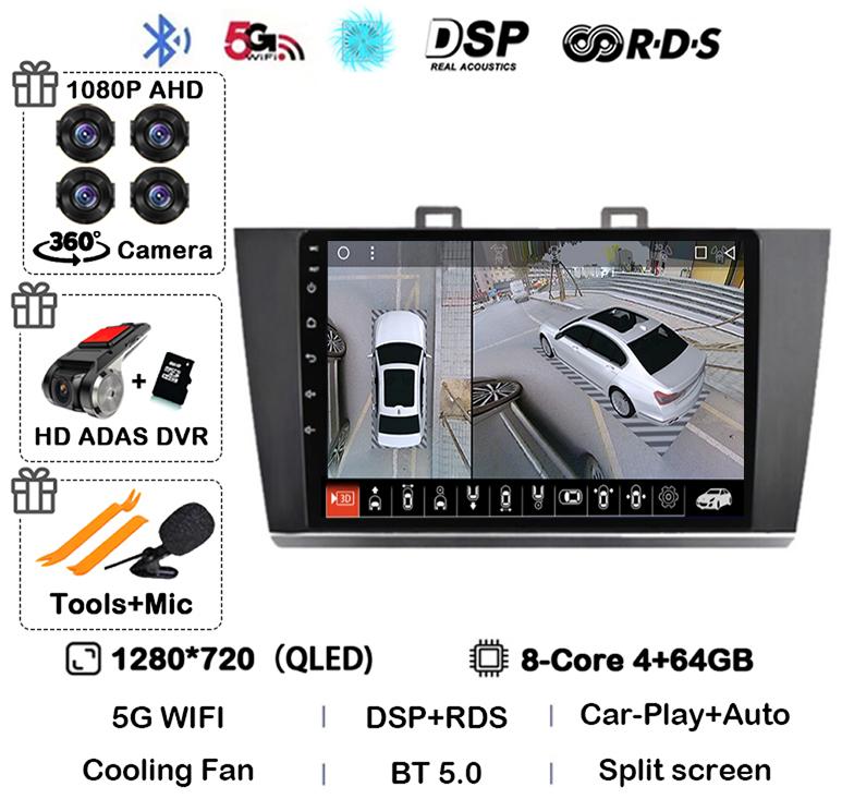 Android 14 Carplay Auto Car Radio For Subaru Outback Legacy 2014 2015 2016 2017 2018 Multimedia Player GPS 4G WIFI Stereo BT DSP