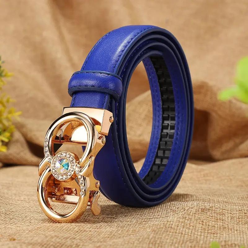 

Новый женский ремень ярких цветов, роскошные знаменитые дизайнерские ремни для женщин, высокое качество, автоматическая пряжка из воловьей кожи, платье LB2202 120cm синий
