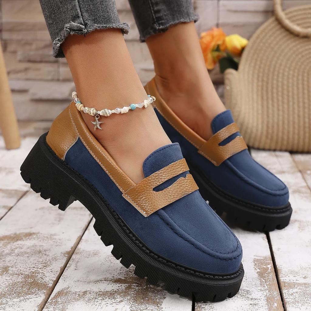 Fashion 2025 British Style Mix Color Platform Loafers Women  Spring Summer Slip On Casual Shoes Woman Comfortable Single Shoes Plus Size