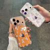 Transparent Cartoon Bear Phone Case with Integrated Button for Apple 14/15/16/17