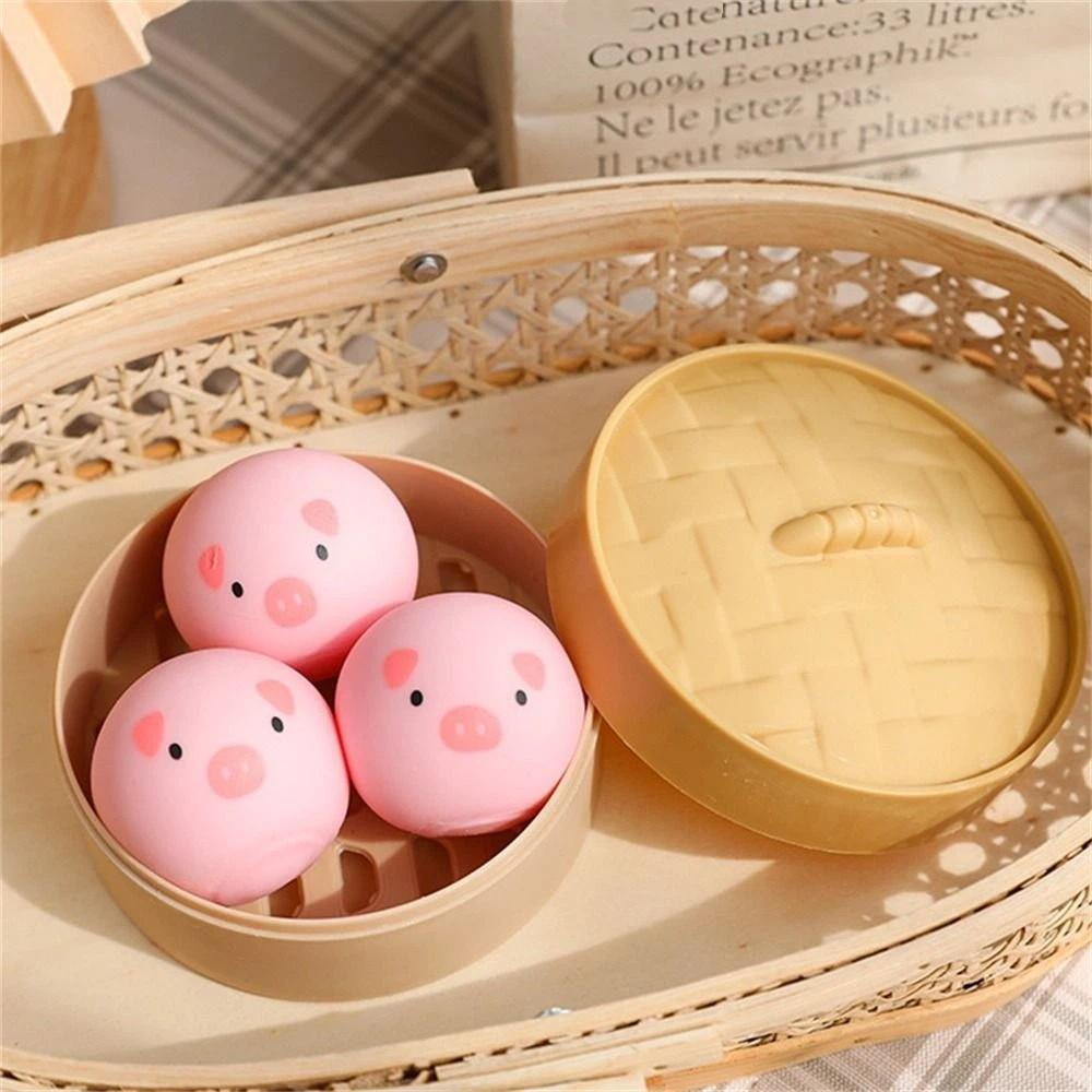 Steamer Animal Dumpling Toys Steamed Dumpling Dog Bun Squeeze Balls Mini Squeeze Toys Boys Girls