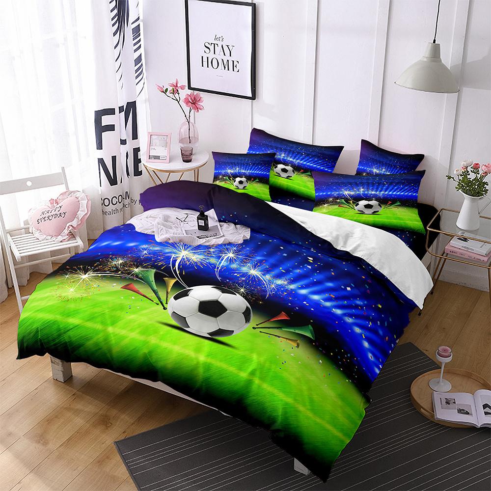 Football Comforter Cover Queen Size American Soccer Bedding Set Sports Games Duvet Cover Set for Boys Girls Teen for Living Room
