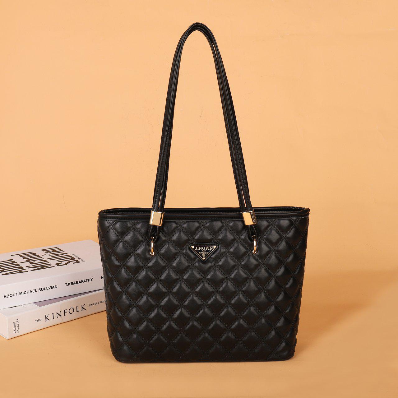 

Diamond Pattern Large Capacity Minimalist Women s Tote Bag - Urban Casual Shoulder Bag чорний