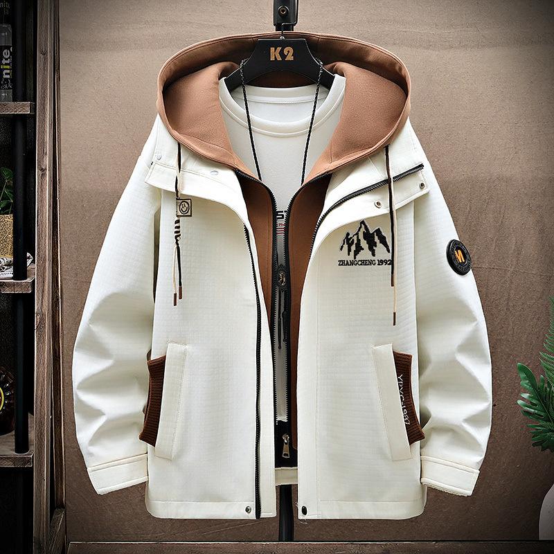 Spring and Autumn Holiday Two-piece Jacket Men's Hooded Hong Kong Style Jacket Men's Youth Korean Style Trendy Student Thickened Jacket