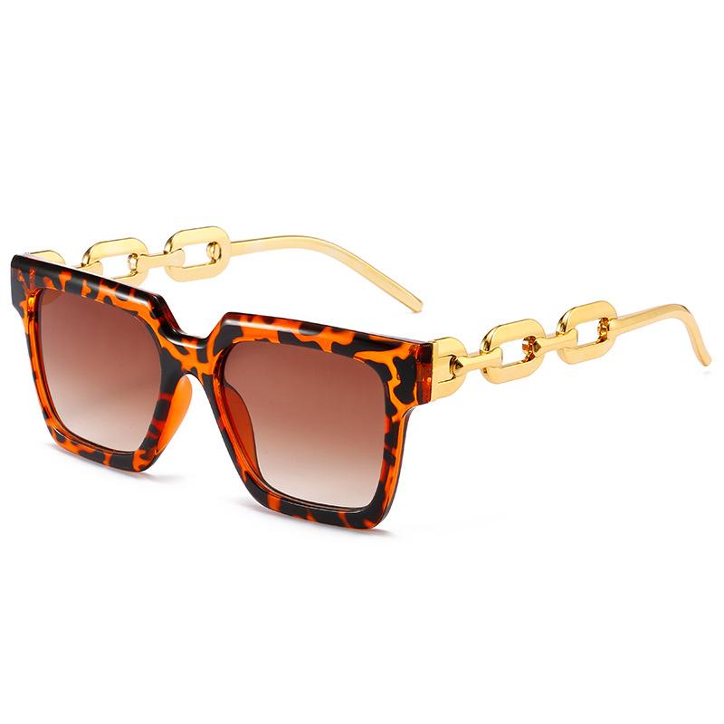 Ins New Retro Candy Color Square Women Sunglasses Luxury Brand Trend Chain Frame Design Men High Quality Uv400