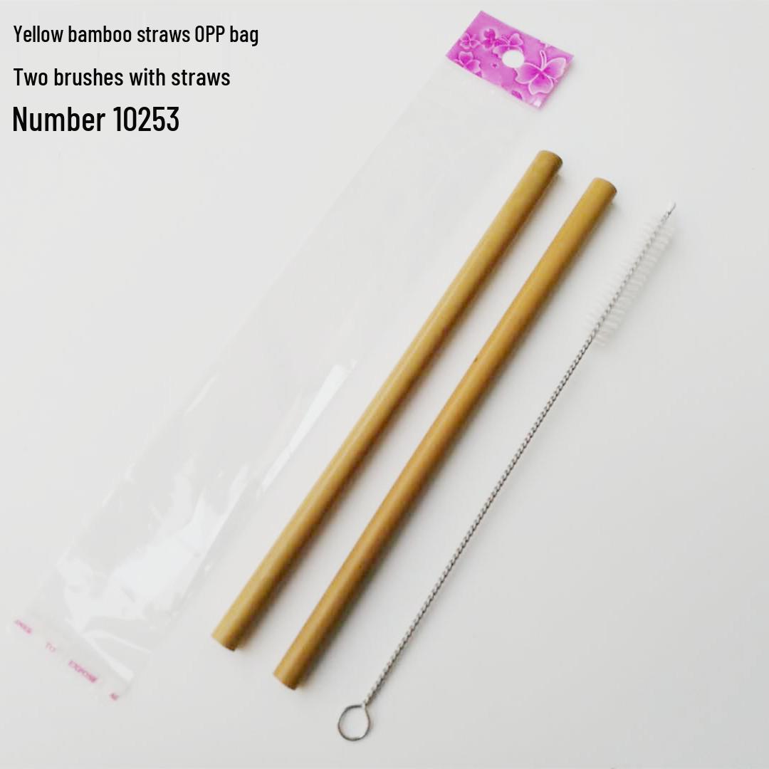 Chenlong Pen Shop Yellow Bamboo Straw Set (10253) With Logo