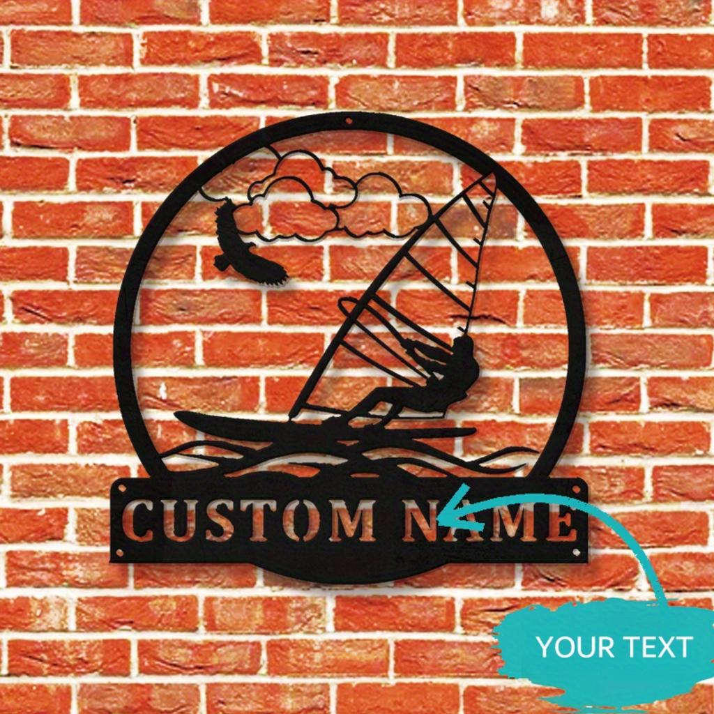 Custom Metal Wall Art Surfing Name Sign Handmade Gift for Men