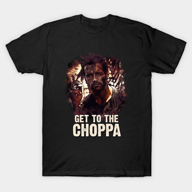 

Men Black Print T-shirt Get To The Choppa No-Cut Transfer Paper Print Cotton Tshirt L чорний