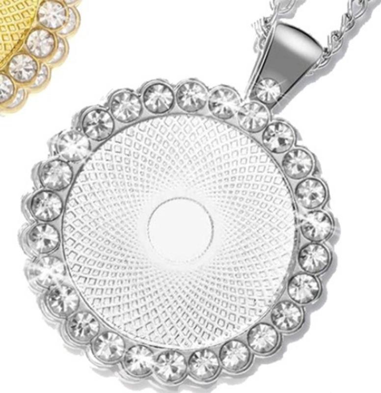 10pcs/set Pendant Settings Rhinestone Cabochon Base Jewelry Making Alloy Tray Findings for DIY Photo Frame Necklace