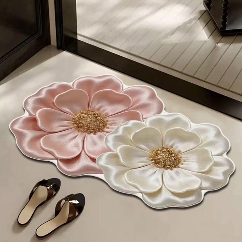 Flower Shaped Diatomite Floor Mat Fast Absorbent Non Slip Easy Clean For Bathroom Kitchen Entryway Use