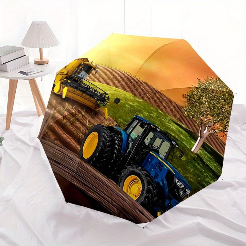 1pz Mietitrebbia Trattore a Tema Ombrello di Alta Qualità, Ombrello ad Apertura e Chiusura Automatica, Ombrello Multifunzionale G0811306