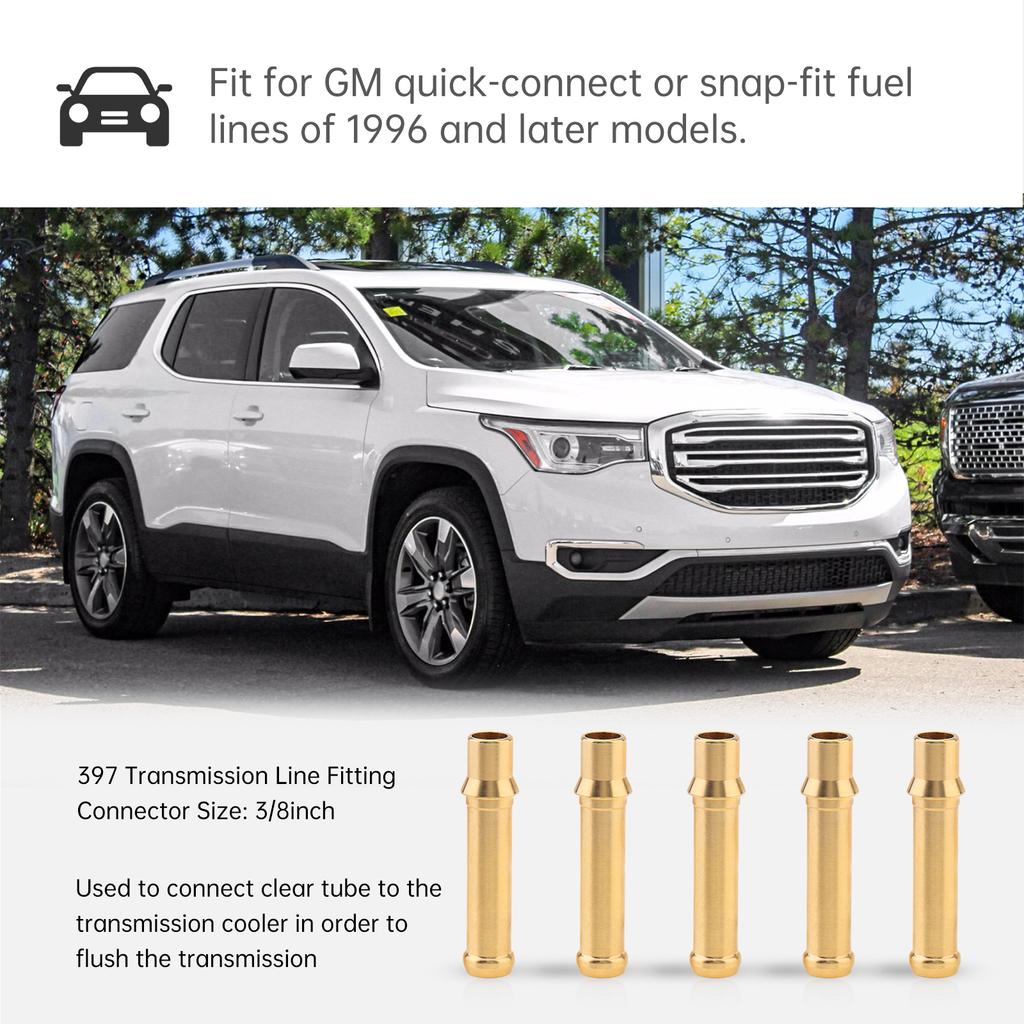 5pcs Heavy Duty Push Connector Transmission Flush Kit Brass Cooler Line Fittings with Clamps Fit for Vehicles 1996-2024 Models