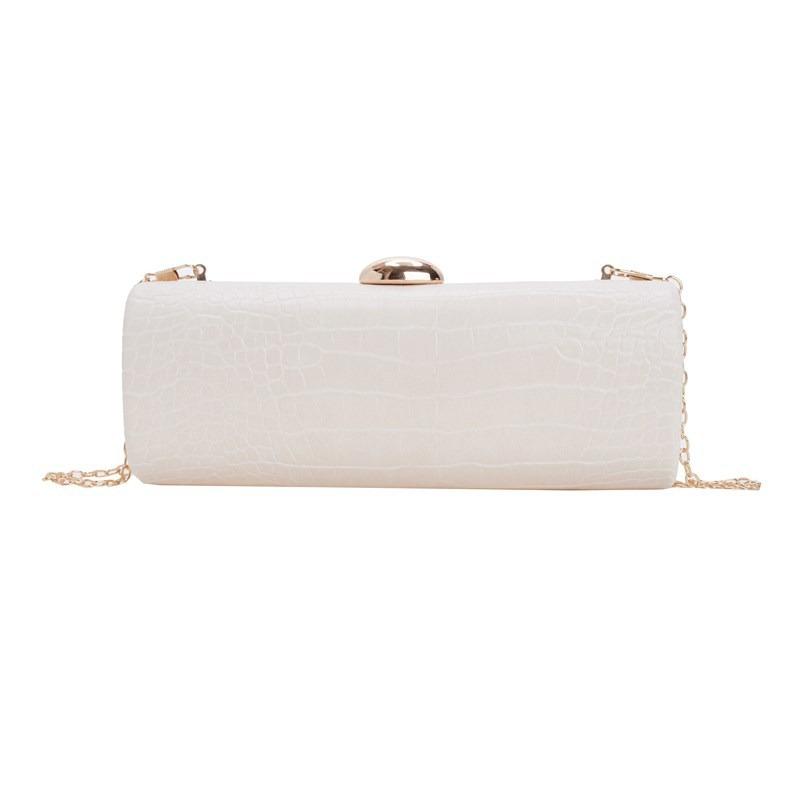 Autumn and winter warm brown crocodile pattern long baguette bag clutch bag trendy locomotive dating party special-shaped bag