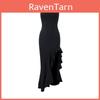 Summer Elegant Off Shoulder Dress With Ruffle Trim And Side Slit For Casual Night Out