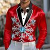 Christmas Men's Christmas Costume Suit Tie Printed Tuxedo Shirt Dress Shirt Long Sleeve Fashion Casual Outdoor Party Spring Fall