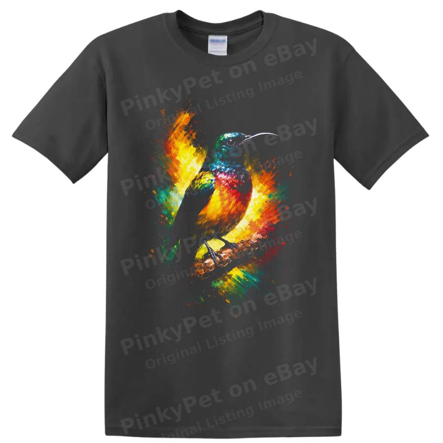 Colorful Bird Watercolor Paint Splash Art T Shirt Nature Lover Graphic Tee Gift